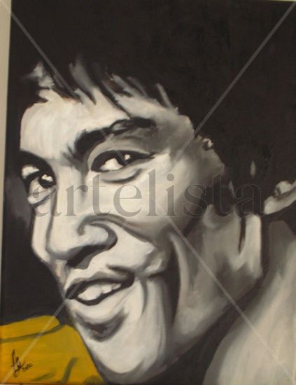 Retrato de Bruce Lee Óleo Lienzo Retrato