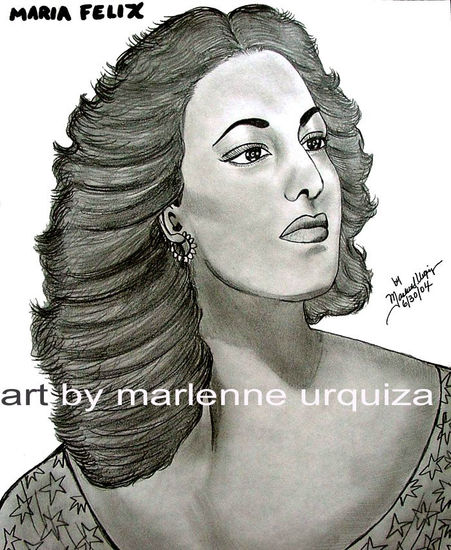 MARIA FELIX PENCIL PORTRAIT 