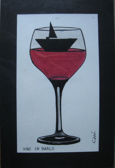 VINO EN BARCO Tinta Papel Otros