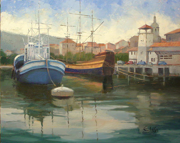 Bermeo: Antes y Ahora Oil Canvas Landscaping