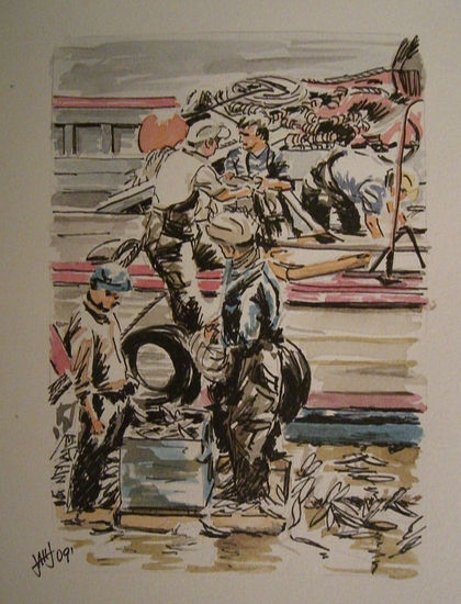 Pescadores en Portonovo (Pontevedra) Ink