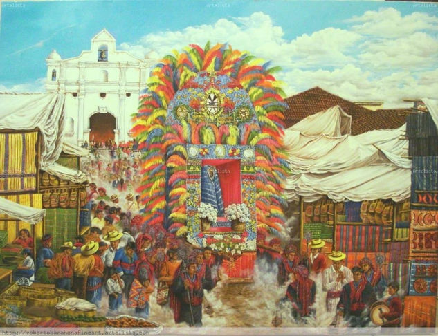 Procesion de Chichicastenango Óleo Lienzo Paisaje