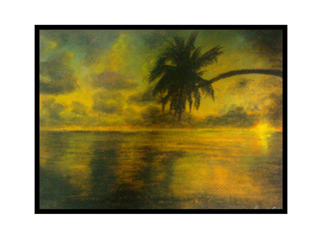 atardecer al pastel Pastel Cartulina Paisaje