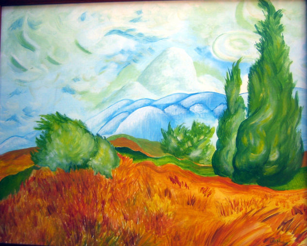 Cipreses de Van Gogh Acrílico Lienzo Paisaje