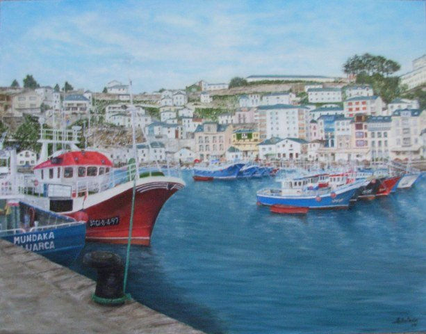 Luarca (Asturias) Óleo Lienzo Marina