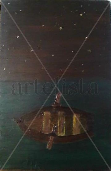 La barca oscura Oil Panel Landscaping