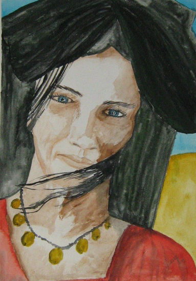 Mujer Tuareg Watercolour Paper Portrait