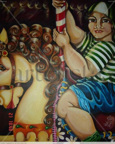 EL NIÑO DEL CARRUSEL Acrylic Canvas Figure Painting