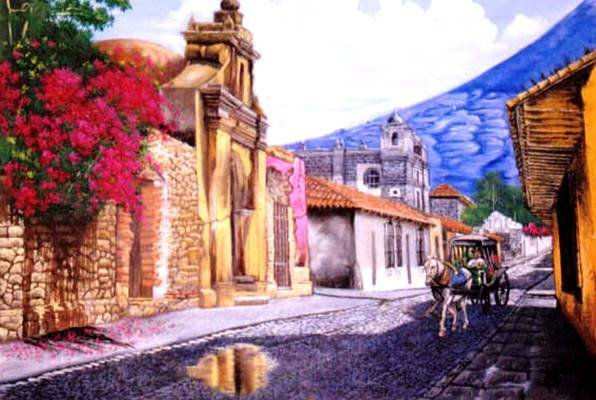 CALLE DE LOS PASOS Oil Canvas Landscaping