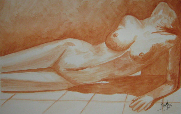 Desnudo 7 Acuarela Papel Desnudos