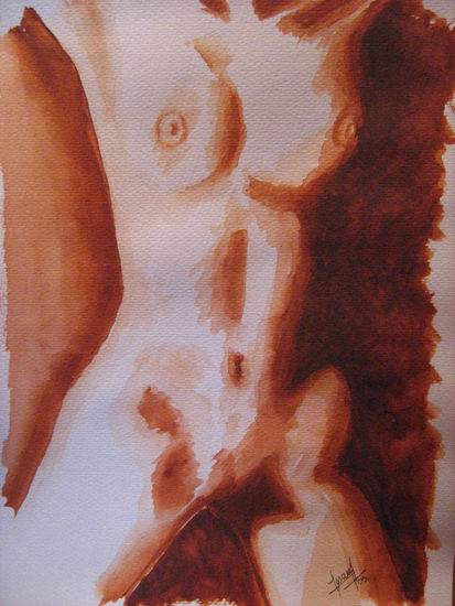 Desnudo 8 Acuarela Papel Desnudos