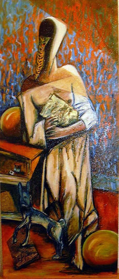 LA SUERTE ECHADA Mixed media Panel Figure Painting