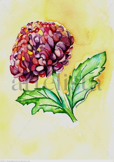 Crisantemo Watercolour Paper Floral Painting