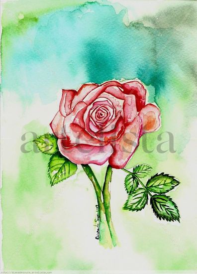 Rosa Watercolour Paper Floral Painting