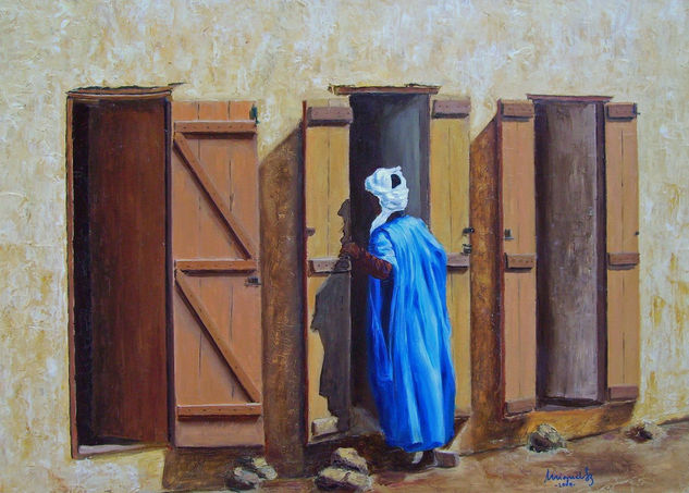 Puertas abiertas Oil Panel Figure Painting