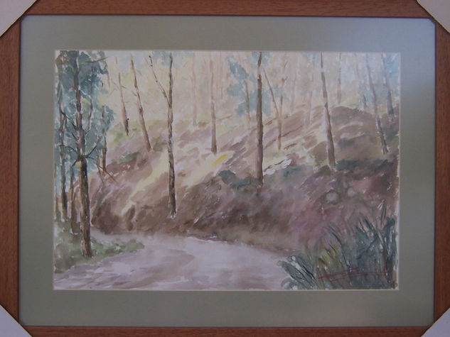 camino Acuarela Papel Paisaje