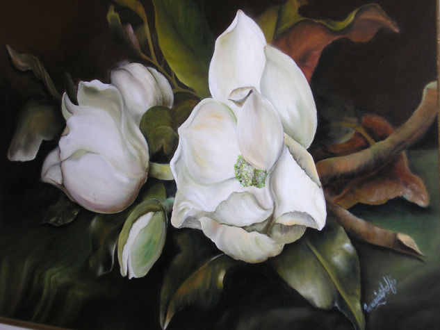 magnolias Oil Canvas Landscaping