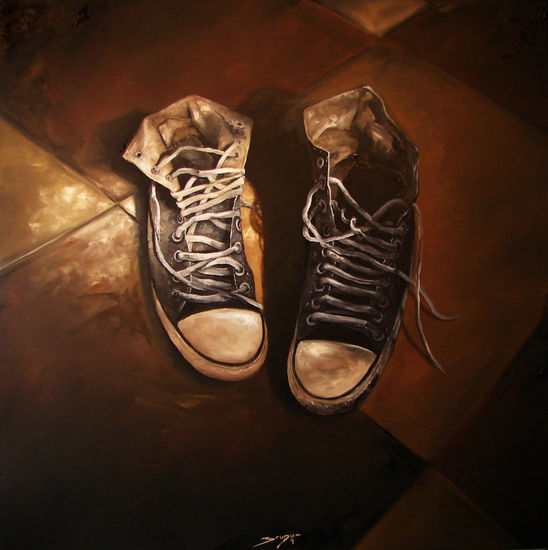 "un par de zapatillas" Oil Canvas Others