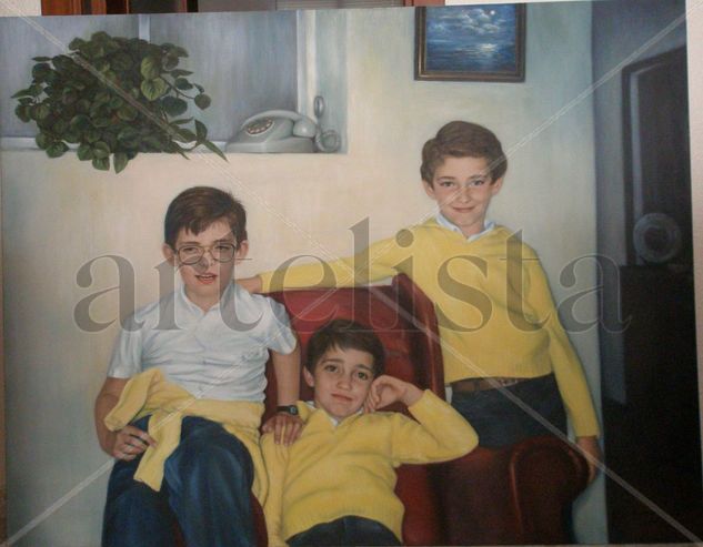 Mis niños Oil Canvas Portrait