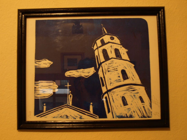 IGLESIA (VILNIUS, LITUANIA)  34X28CM Woodcut