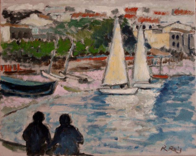 Regatas en Cadaqués Oil Canvas Landscaping