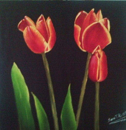 TULIPANES II Oil Canvas Floral Painting