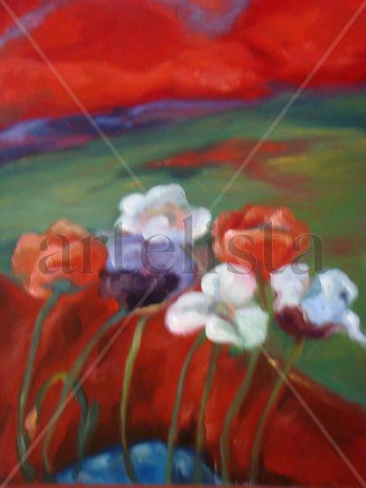 Campo de amapolas Oil Panel Landscaping