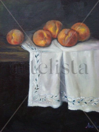 Melocotones Oil Panel Still Life Paintings