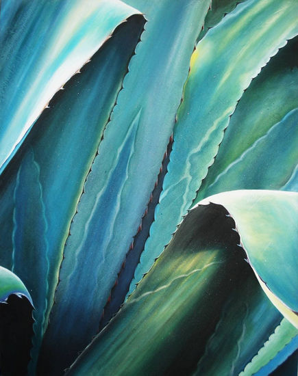 Maguey Azul Acrylic Panel Floral Painting