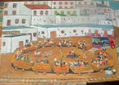 Corrida de toros en un pueblo (Adra) óleo sobre madera 80x60 cm de Crespo