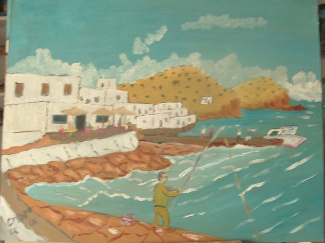 La ISleta del moro,Cabo de Gata (Almería)óleo sobre madera de Crespo Oil Canvas Landscaping