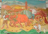 Bueyes tendiendo la...