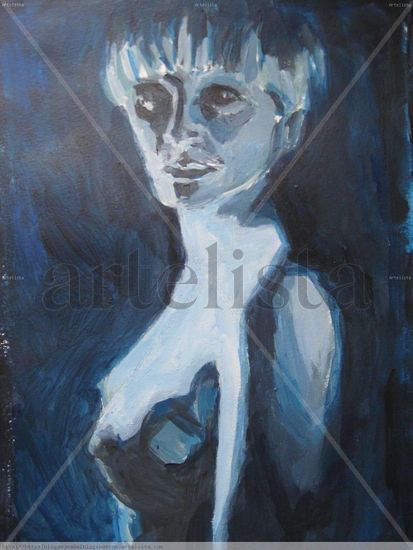 Estudio en azul Acrylic Paper Nude Paintings