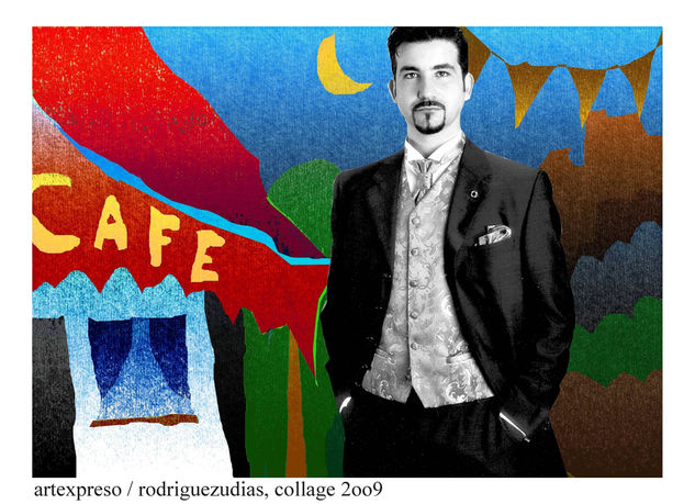 Collage Café Retrato Técnicas alternativas