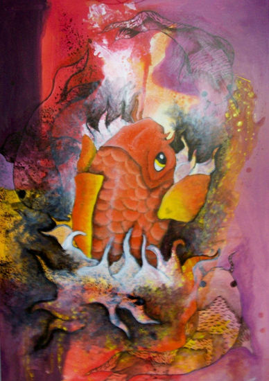 De la serie de los Koi Acrylic Canvas Figure Painting