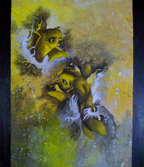 De la serie de los Koi 4 Acrylic Canvas Figure Painting