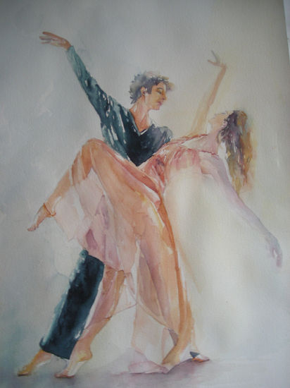 Armonia en pareja Watercolour Canvas Figure Painting