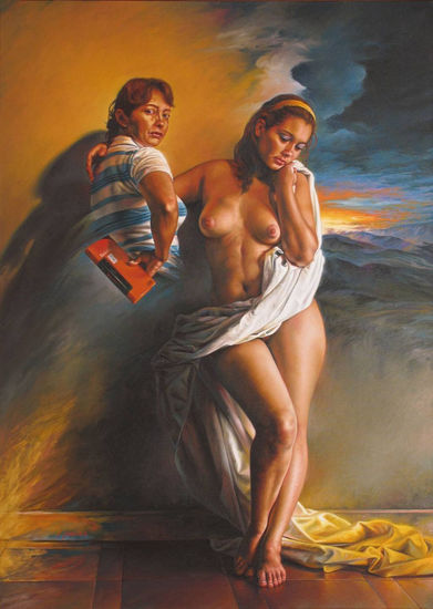 Lilith y la joven Chauchat disfrazada de Eva Oil Canvas Nude Paintings