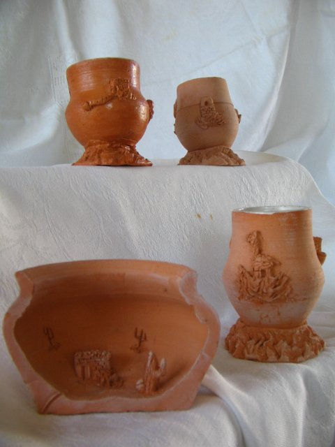 vasija con paisaje- mate de cerámica