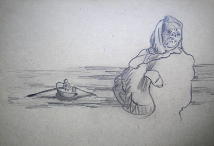 Boceto. Vieja en la...