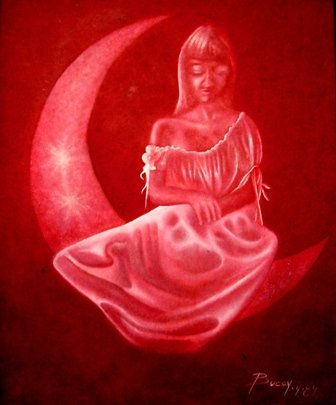 Luna nueva Oil Panel Figure Painting