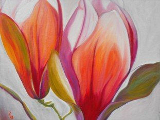 Magnolia Oil Textile Floral Painting