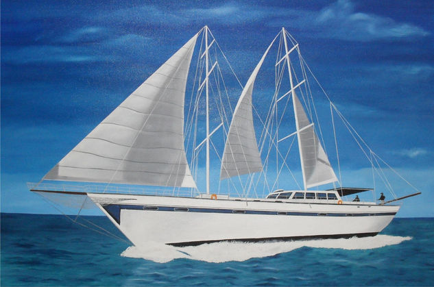 "VELERO" Oil Canvas Marine Painting