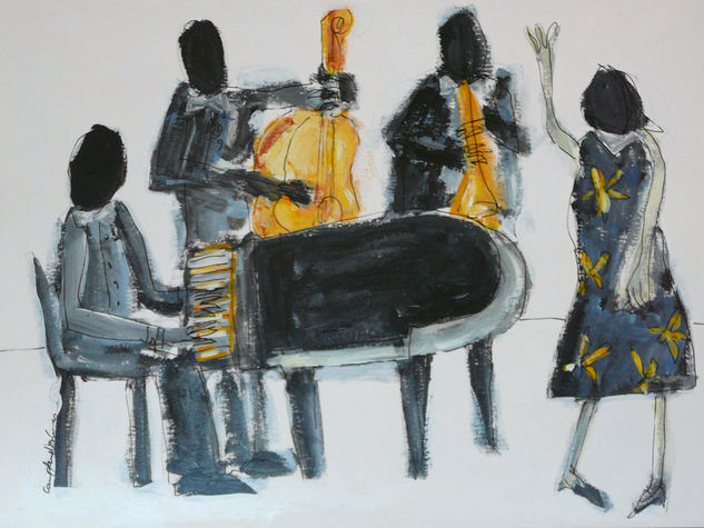 musicos de jazz 1 Acrílico Papel Otros