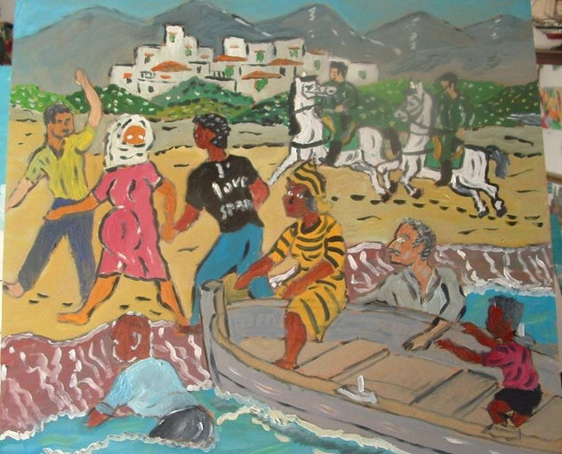 Buscando la esperanza,óleo sobre madera 50x60 de Crespo