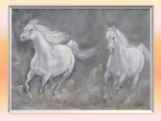 CABALLOS AL TROTE Pastel Papel Animales