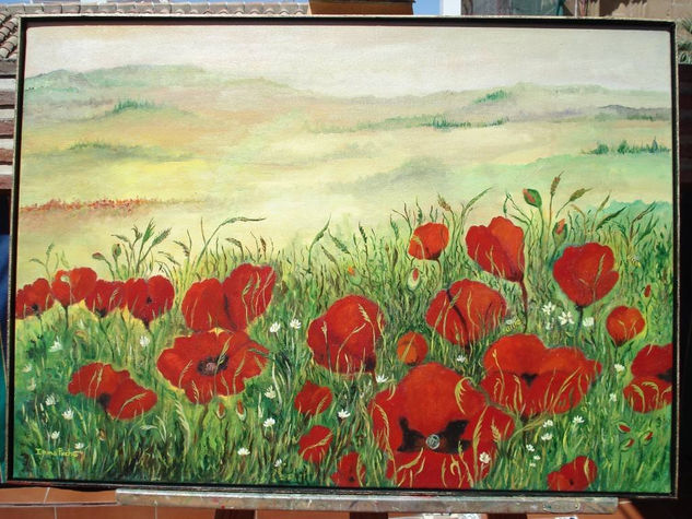 FLORES DE AMAPOLAS.. Oil Canvas Landscaping