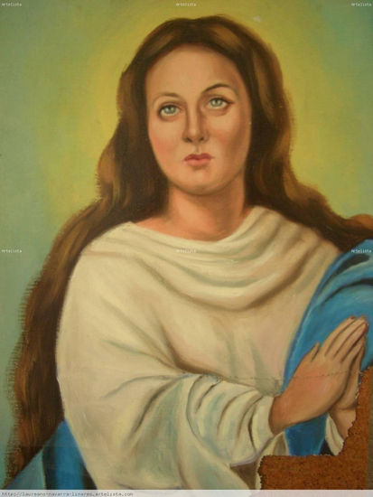 ALEGORIA. Fragmento de Cara Virgen Inmaculada Óleo Lienzo Retrato