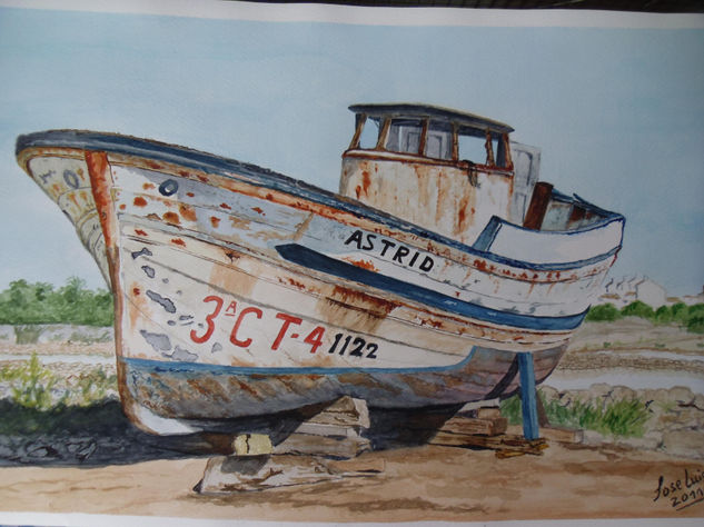 la sirena varada Acuarela Papel Paisaje