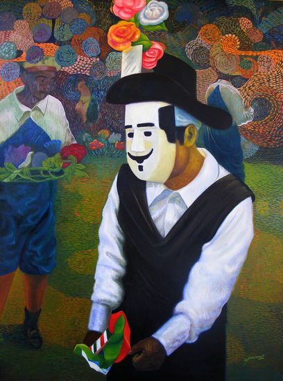 EL NEGRO, danza los matlachines Oil Canvas Portrait